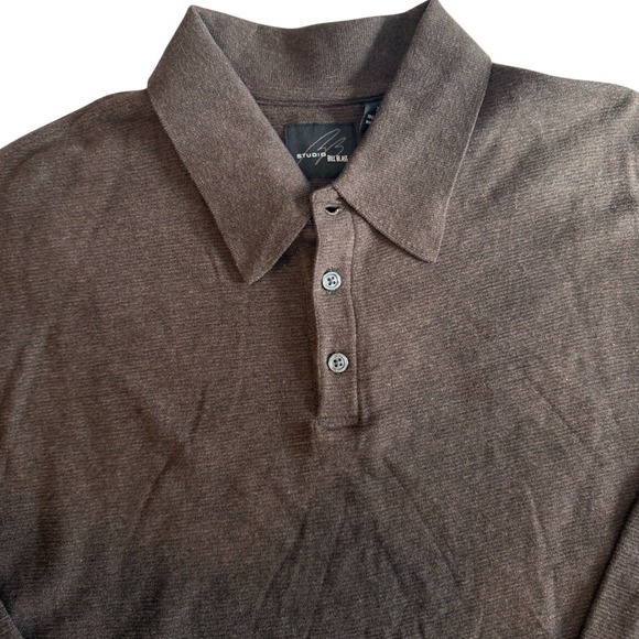 Studio By Bill Blass Men's Vintage Brown Striped Long Sleeve Polo Size XLT - Picture 7 of 13